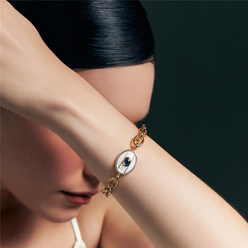 Pulseira com Pingente de Cristal Oval e Fecho Boia - Imagem 2