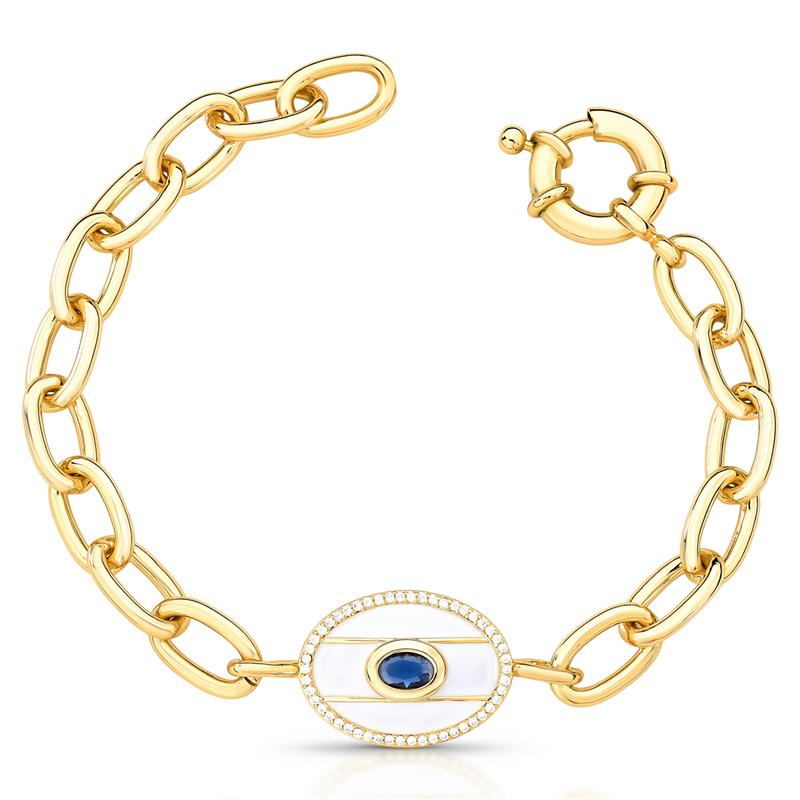 Pulseira com Pingente de Cristal Oval e Fecho Boia