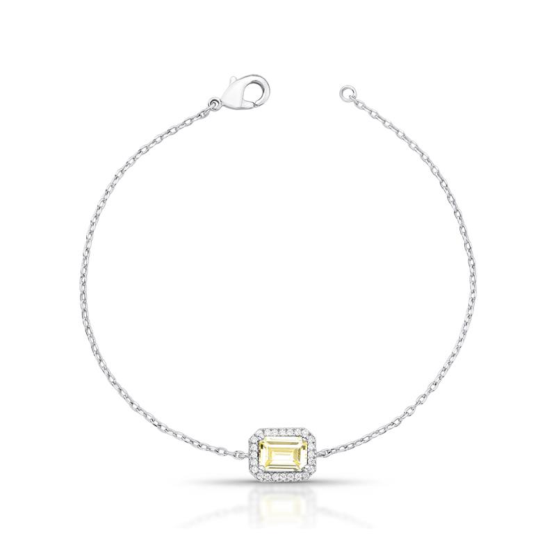 Pulseira com Pingente Retangular em Cristal e Zircônias