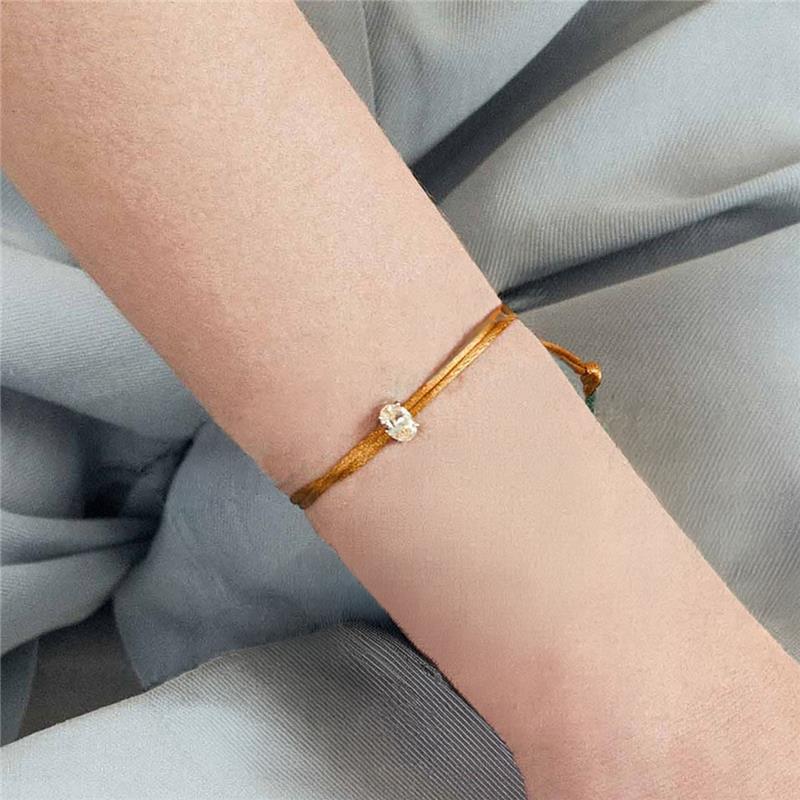 Pulseira Regulável de Fio Encerado com Cristal Prata Rodinada Prateado - Imagem 2
