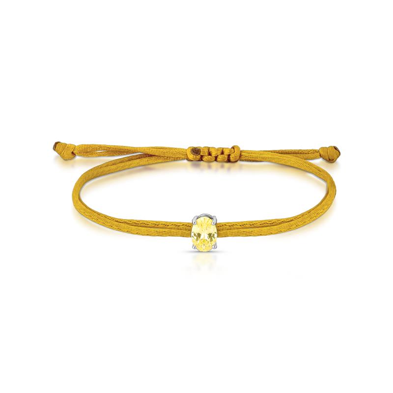Pulseira Regulável de Fio Encerado com Cristal Prata Rodinada Prateado