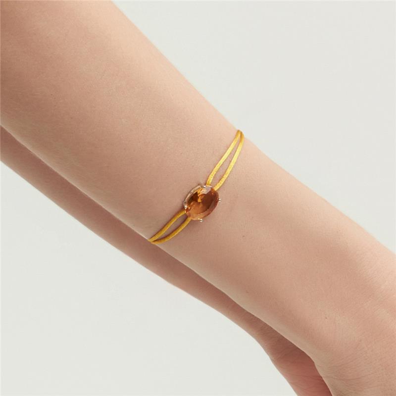 Pulseira Regulável em Fio Encerado com Cristal Prata Rodinada Prateado - Imagem 2