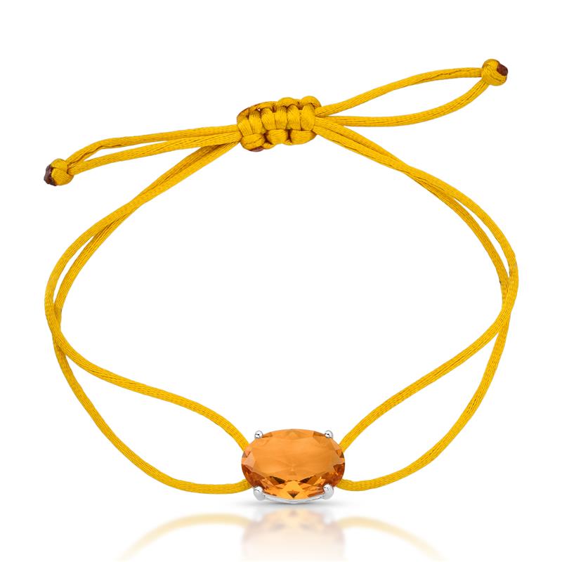 Pulseira Regulável em Fio Encerado com Cristal Prata Rodinada Prateado