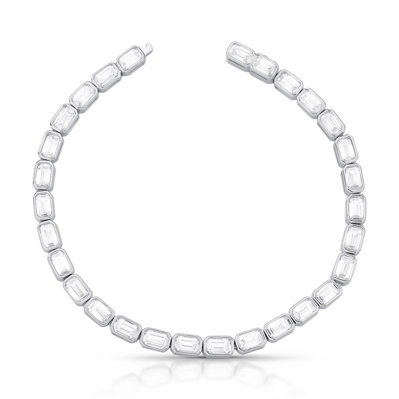 Pulseira Riviera com Cristais Retangulares Prata Rodinada Prateado