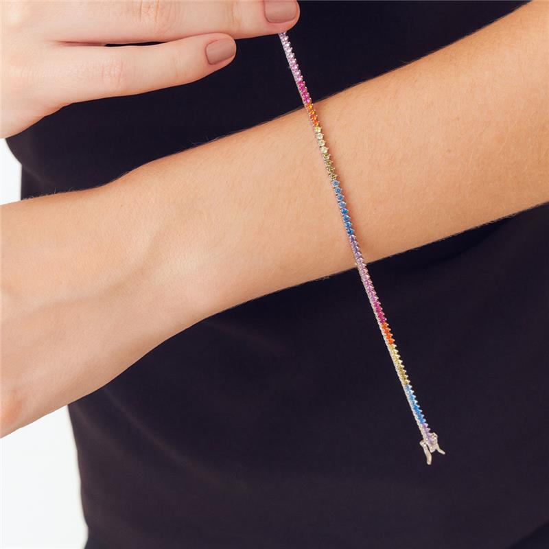 Pulseira Riviera Plus Size Unissex 22Cm em Prata Rodinada Prateado - Imagem 2